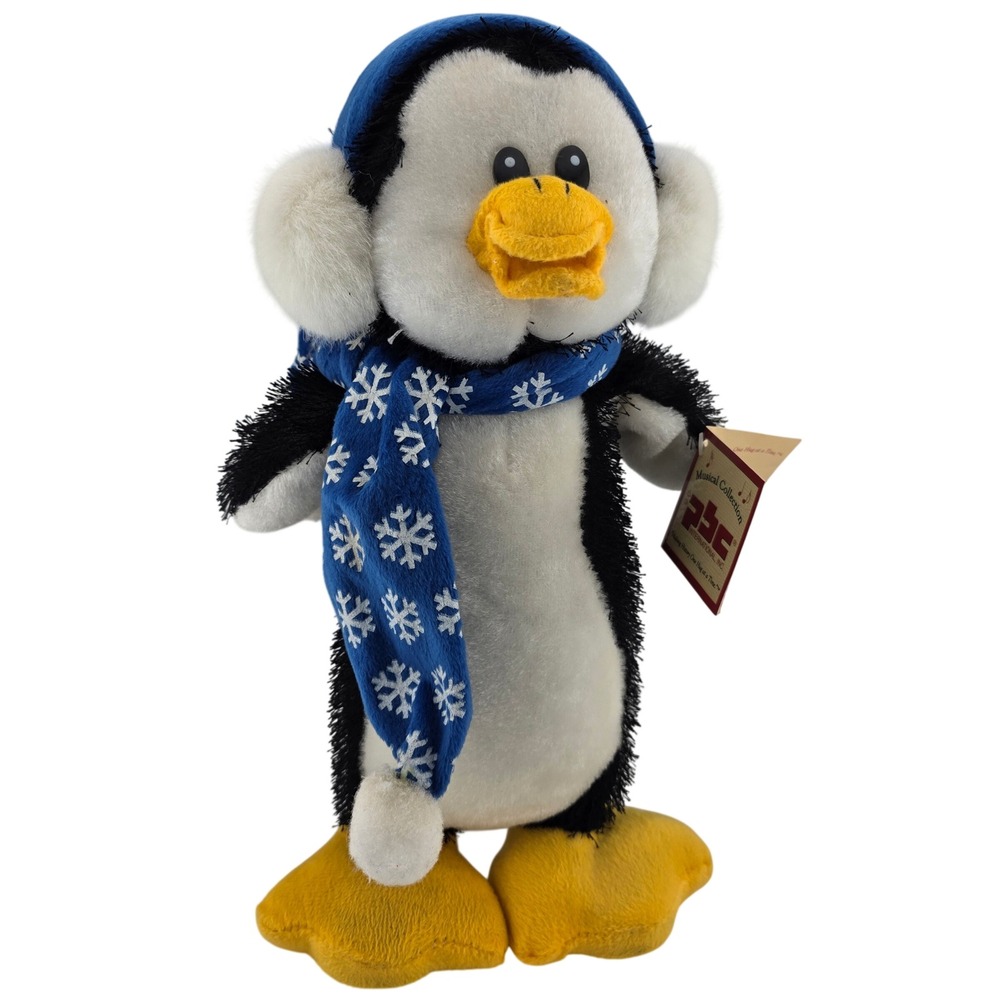 PBC Jumping Penguins "Sleigh Ride" Musical Plush 15" New w/ Imperfections